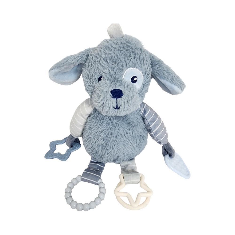 Dreamgro Fuzzy Blue Puppy Dog Activity‎ Buddy Plush Rattle Crinkle Teether 11"